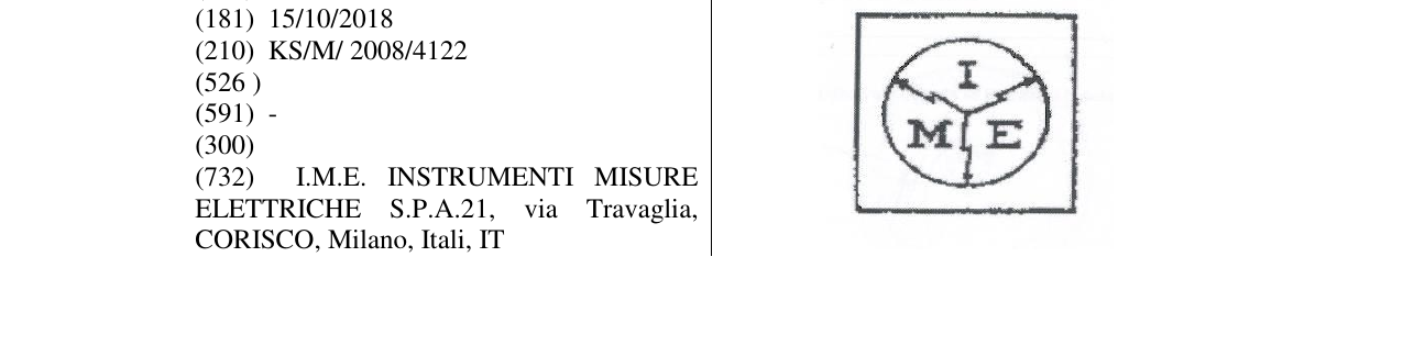 The entry of the trademark IME in the bulletin