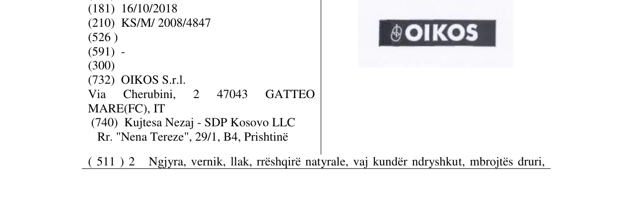 Zëri i markës OIKOS në buletin