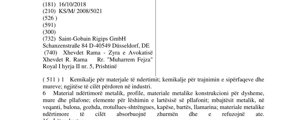 Zëri i markës Rigips në buletin
