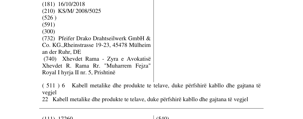 Zëri i markës Drako në buletin
