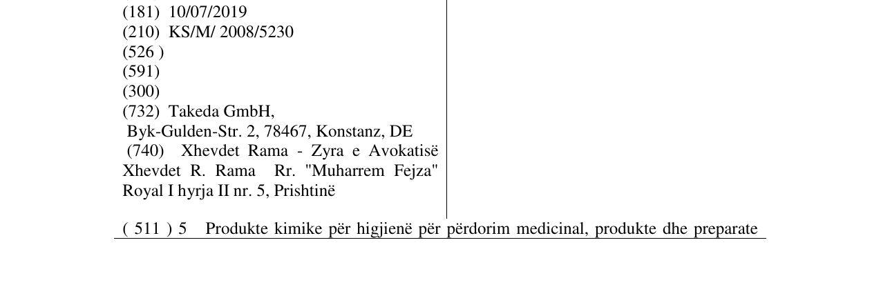 The entry of the trademark Albothyl in the bulletin