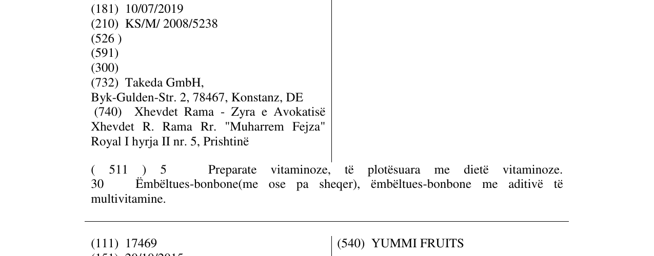 The entry of the trademark SANOSTOL in the bulletin