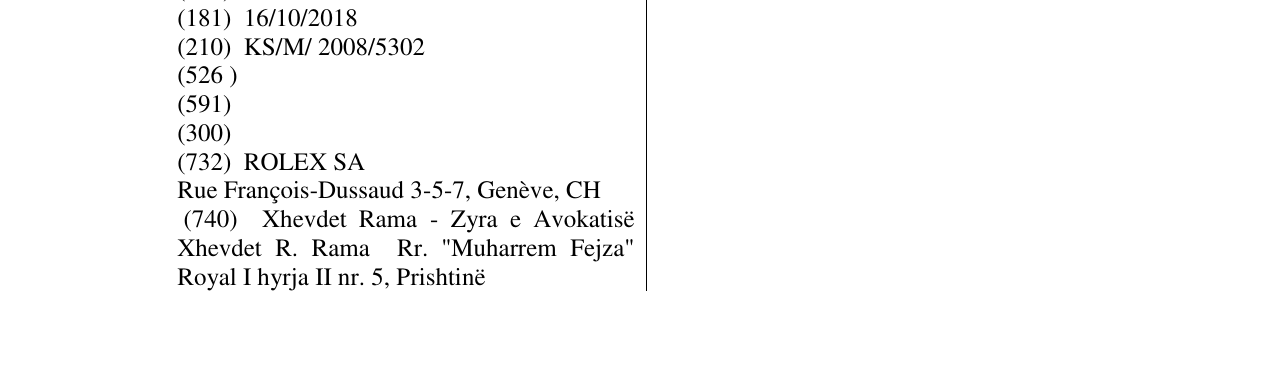 The entry of the trademark SUBMARINER in the bulletin