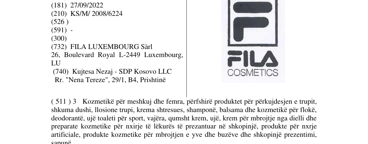 Zëri i markës FILS COSMETICS në buletin