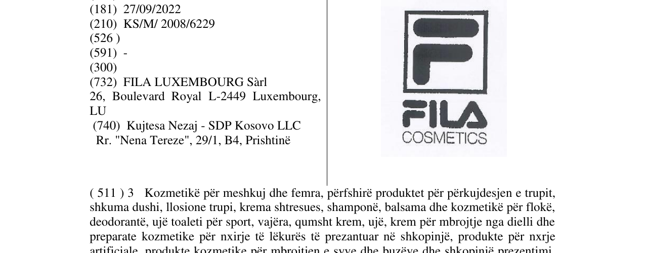 Zëri i markës FILS COSMETICS në buletin