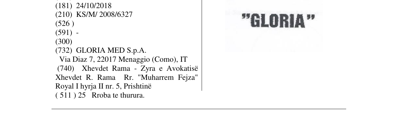 Zëri i markës GLORIA në buletin