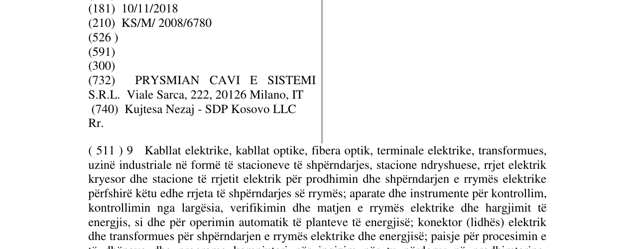Zëri i markës PRYSMIAN në buletin