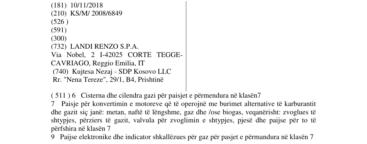 Zëri i markës LANDI RENZO në buletin
