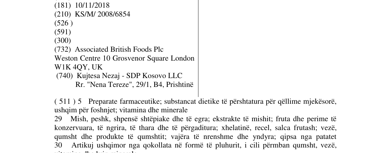 Zëri i markës OVALTINE në buletin