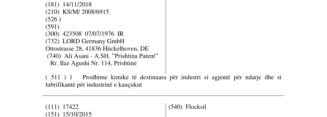 Zëri i markës SIPIOL në buletin