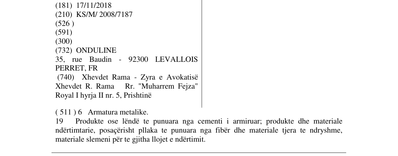 Zëri i markës ONDULINE në buletin