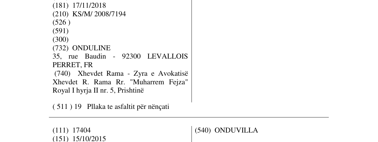 Zëri i markës BARDOLINE në buletin