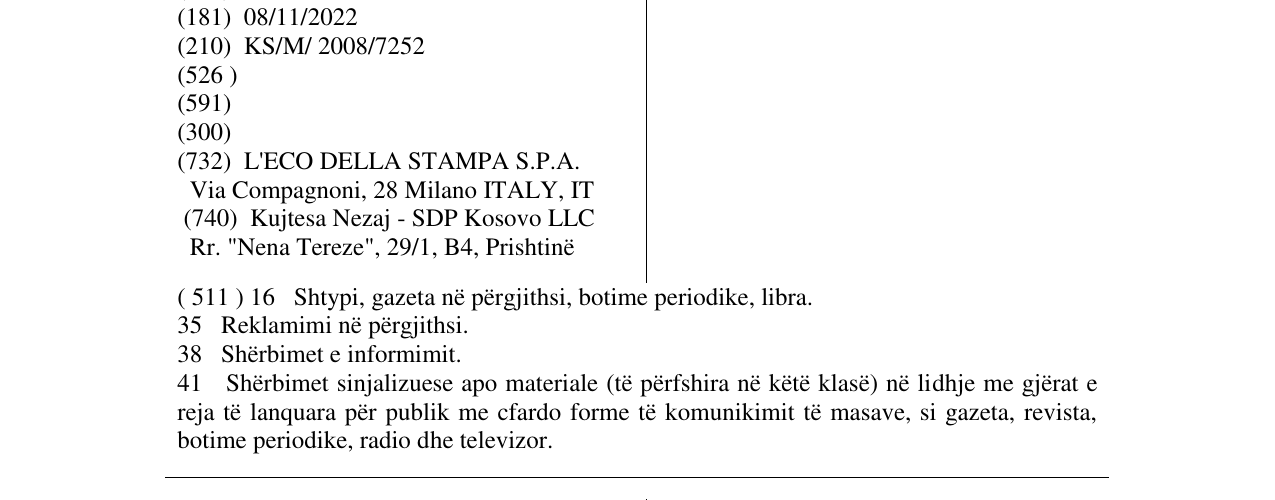 Zëri i markës L'ECO DELLA STAMPA në buletin