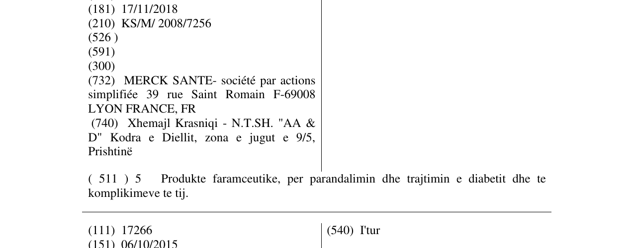 Zëri i markës GLUCOVANCE në buletin