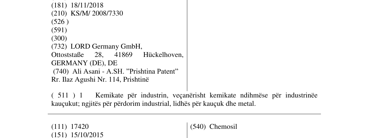 Zëri i markës CHEMOSIL në buletin