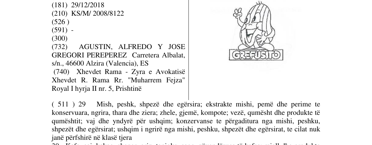 Zëri i markës GREFUSITO në buletin