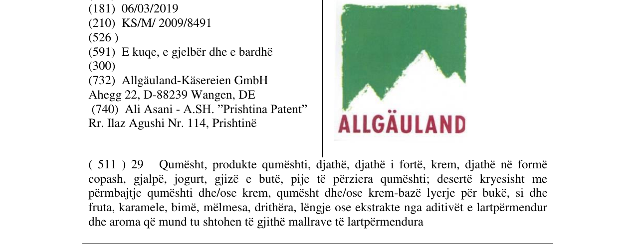 Zëri i markës ALLGÄULAND në buletin