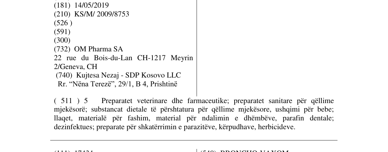Zëri i markës DOXIUM në buletin