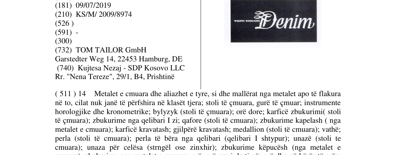 Zëri i markës TOM TAILOR DENIM në buletin