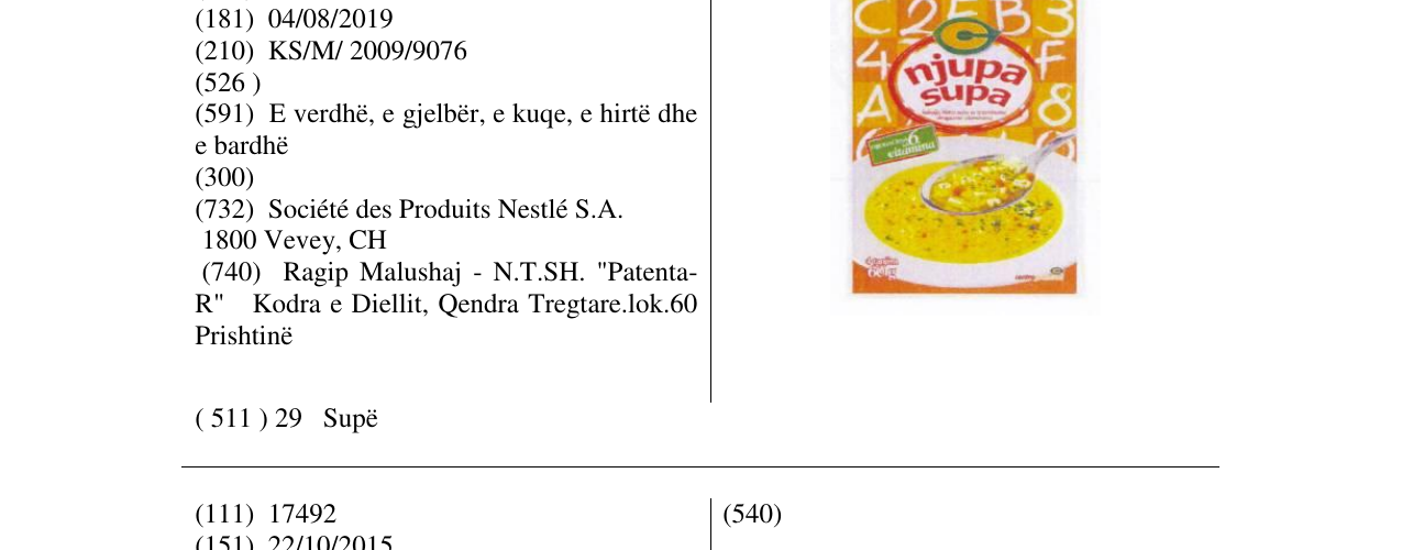 Zëri i markës njupa supa në buletin