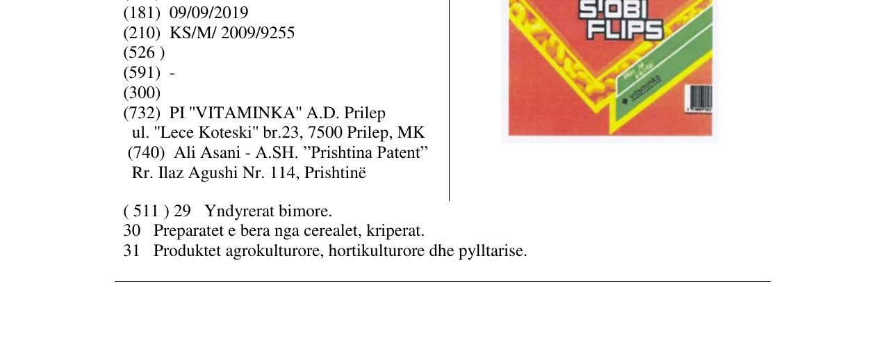 Zëri i markës STOBI FLIPS në buletin