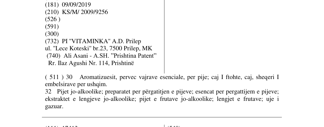 Zëri i markës CEVITANA në buletin