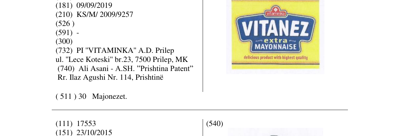 Zëri i markës VITANEZ në buletin