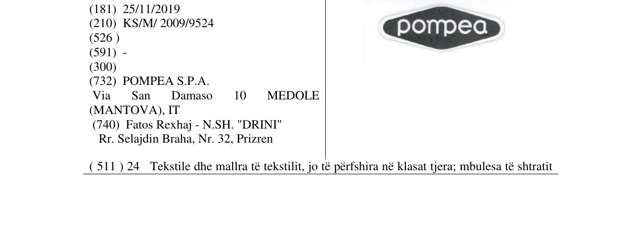 Zëri i markës pompea në buletin