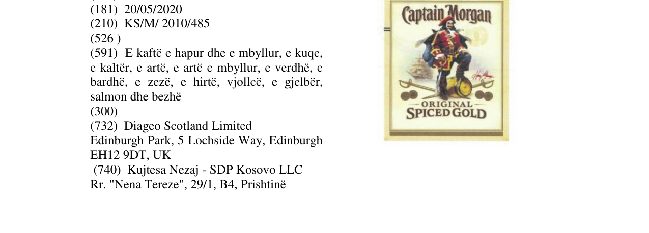 Zëri i markës Captain Morgan në buletin