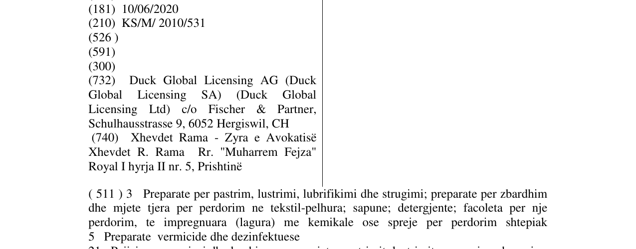 Zëri i markës DUCK në buletin