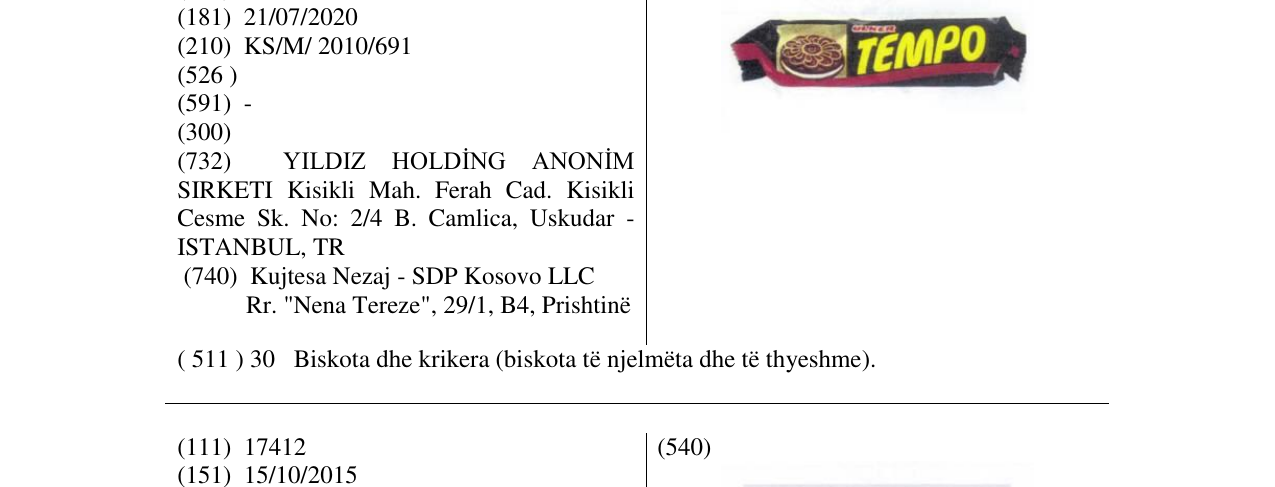 Zëri i markës TEMPO në buletin