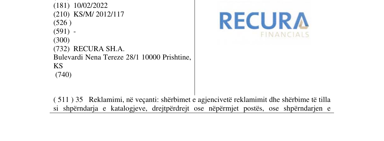 Zëri i markës RECURA FINANCIALS në buletin
