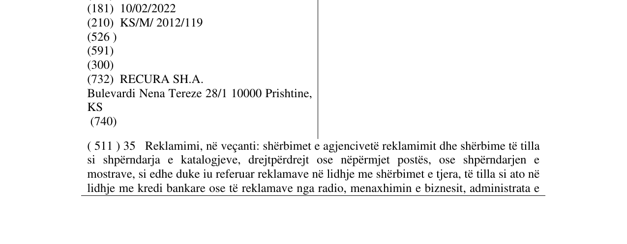 Zëri i markës RECURA në buletin