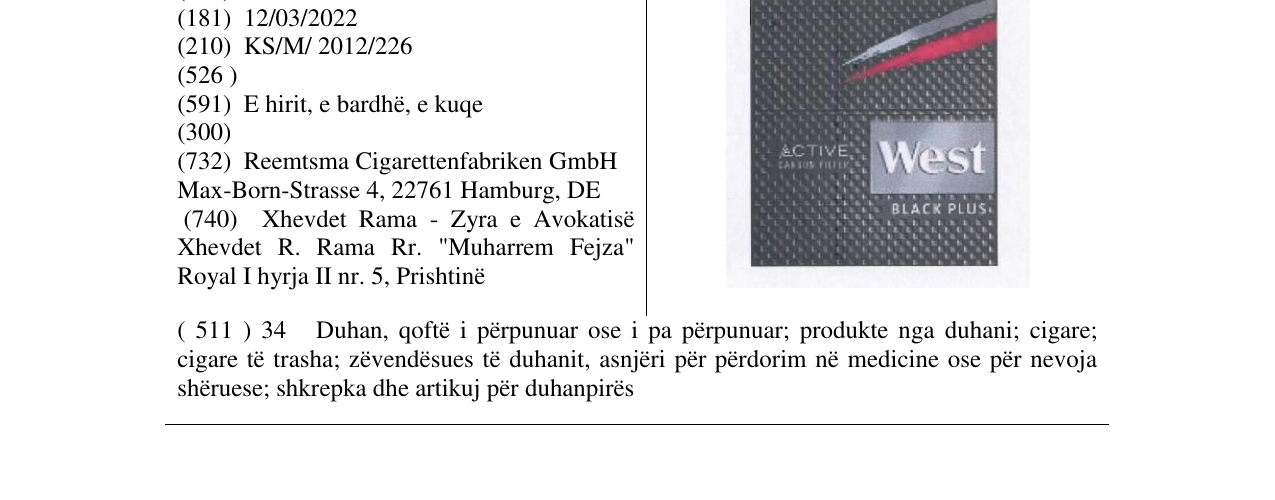 Zëri i markës West në buletin