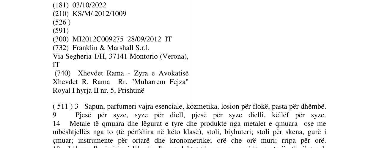 Zëri i markës MARSHALL në buletin