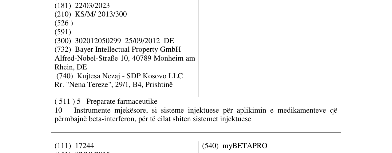 Zëri i markës BETAPRO në buletin