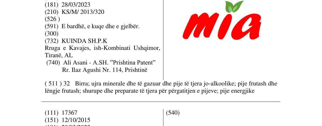 Zëri i markës mia në buletin
