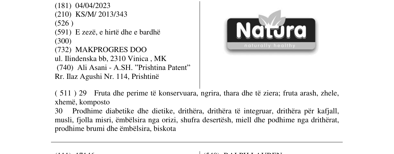 Zëri i markës Natura naturally healthy në buletin