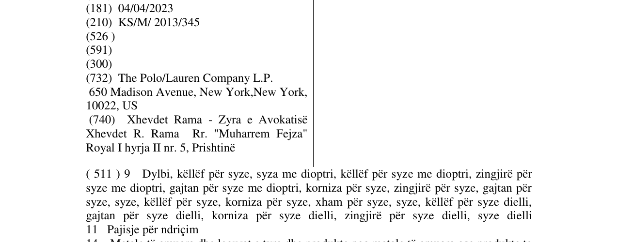 Zëri i markës RALPH LAUREN në buletin
