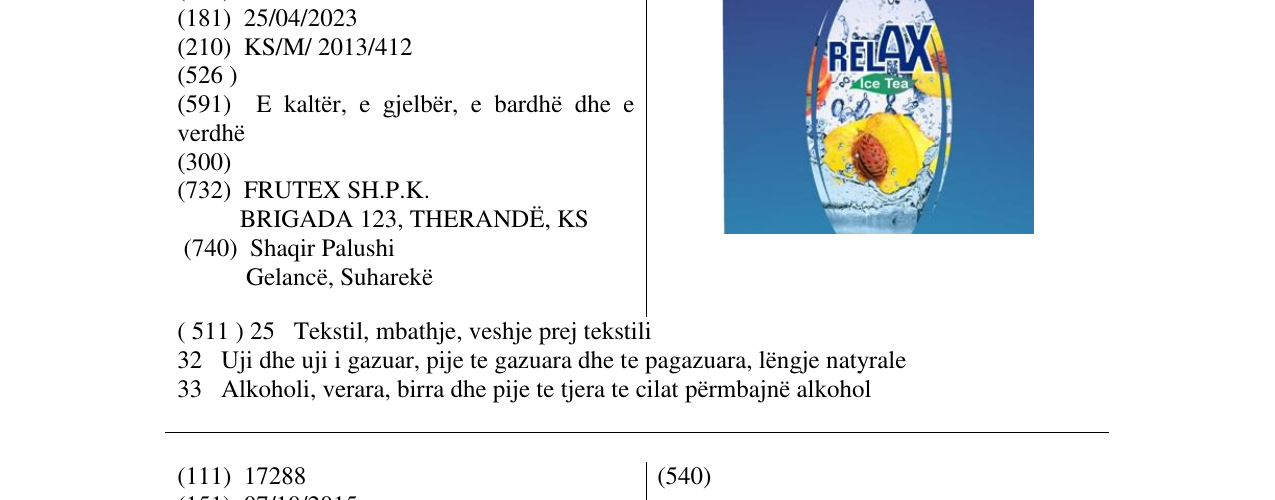 Zëri i markës RELAX Ice Tea në buletin