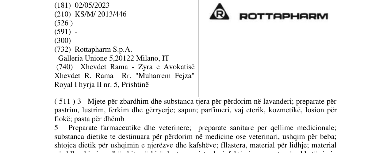 Zëri i markës ROTTAPHARM në buletin