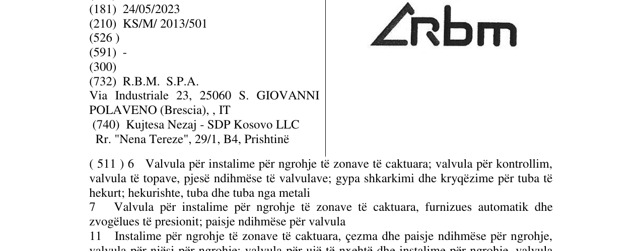 Zëri i markës L Rbm në buletin