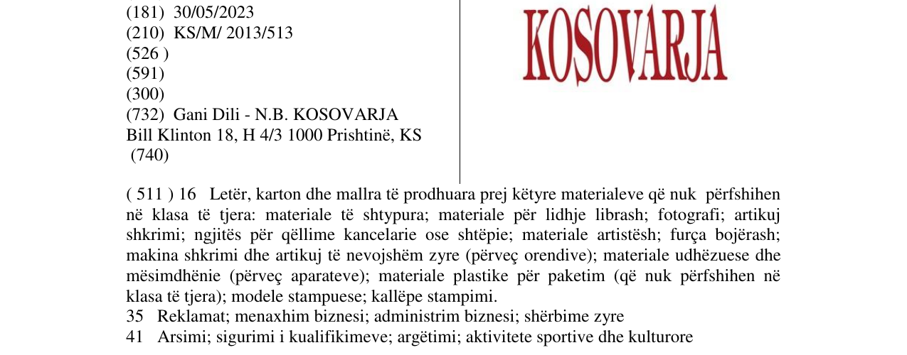 Zëri i markës KOSOVARJA në buletin