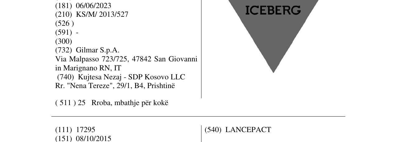 Zëri i markës ICEBERG në buletin