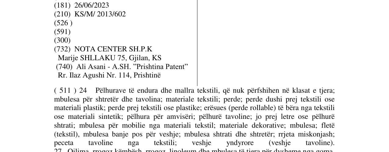 Zëri i markës NOTA në buletin