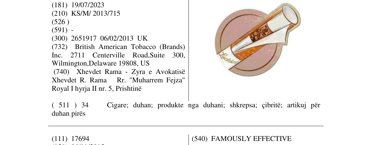 Zëri i markës Luckies në buletin