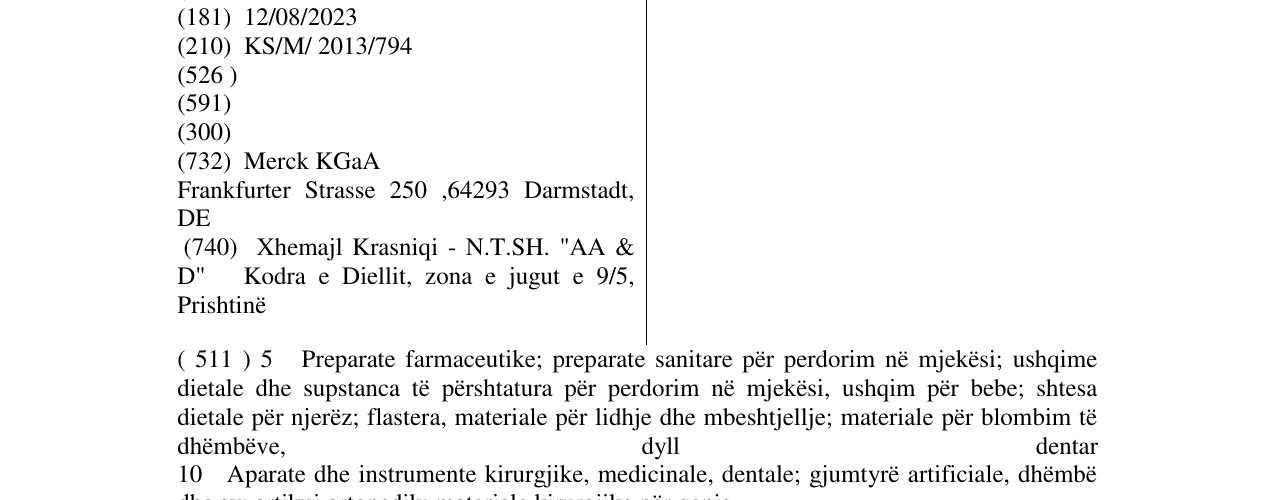 Zëri i markës PENCYLCAP në buletin