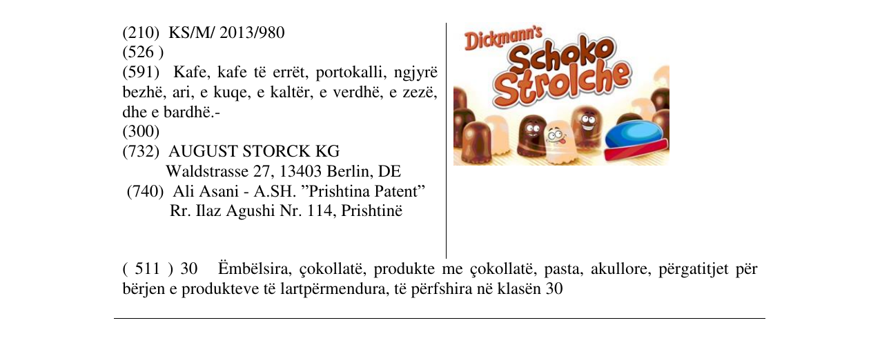 Zëri i markës Dickmann's Schoko Strolche në buletin