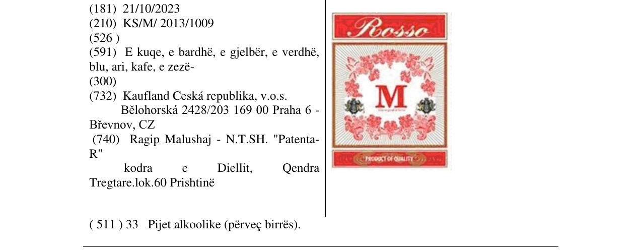 Zëri i markës Rosso M në buletin