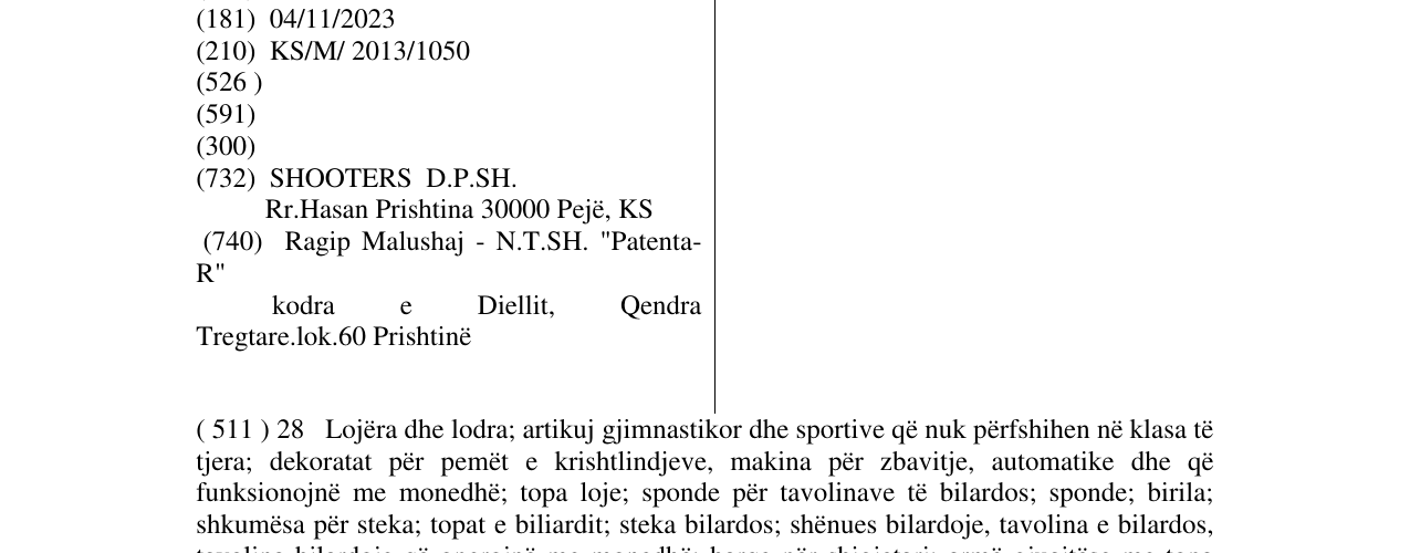 Zëri i markës SHOOTERS në buletin